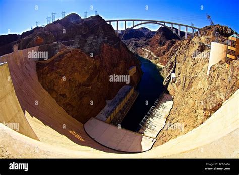 Aerial View Of Hoover Dam And Infrastructurethe Dam Is Capable Of