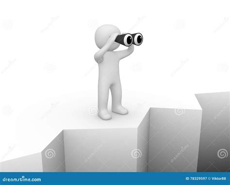 3d Man Standing On The Brink Of A Precipice And Looking Through