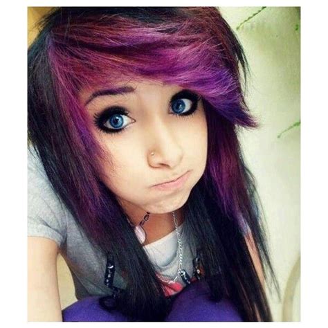 Emo Eye Makeup For Girls Liked On Polyvore Featuring Hair And People Scene Hair Purple Hair