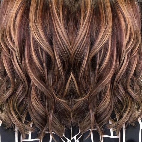 This warm shade of blonde will give you a lighter look that looks great styled in. Red brown hair with caramel highlights | Hair color ...