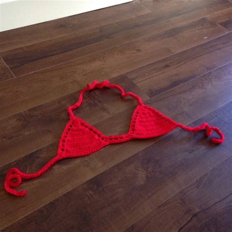 red crochet bikini top by cassandracreative on etsy