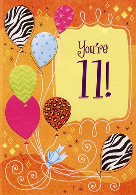 Designer Greetings Balloons Die Cut Windows Age 11 11th Birthday Card