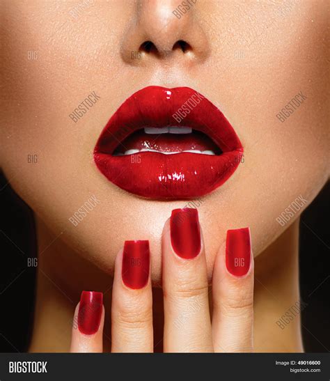 Red Sexy Lips Nails Image And Photo Free Trial Bigstock