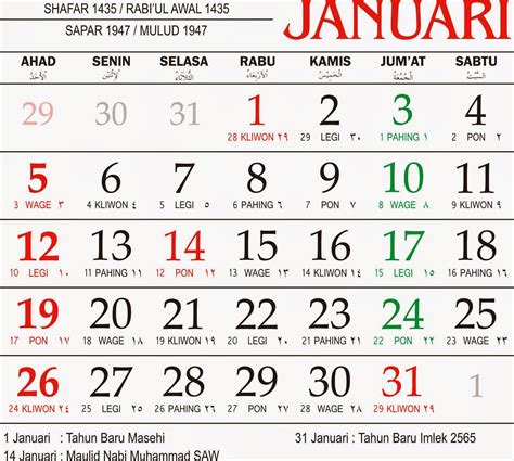 Kalender Tahun 2012 Lengkap Dengan Weton