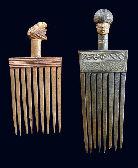 Africa Two Combs From The Chokwe People Of Dr Congo Wood African