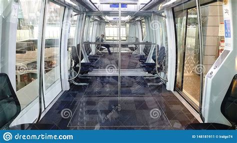 Inside The Monorail Train Of Hamad Airport Doha Qatar Stock Image