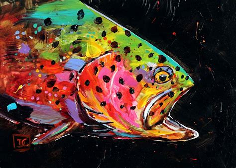 Trout Abstract Colorful Fish Print By Dean Crouser Etsy Bird Art