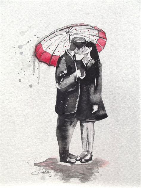 Love Autumn Rain Romance Kiss Fine Art Print From By Lanasart Romantic Wall Art Art Fine Art