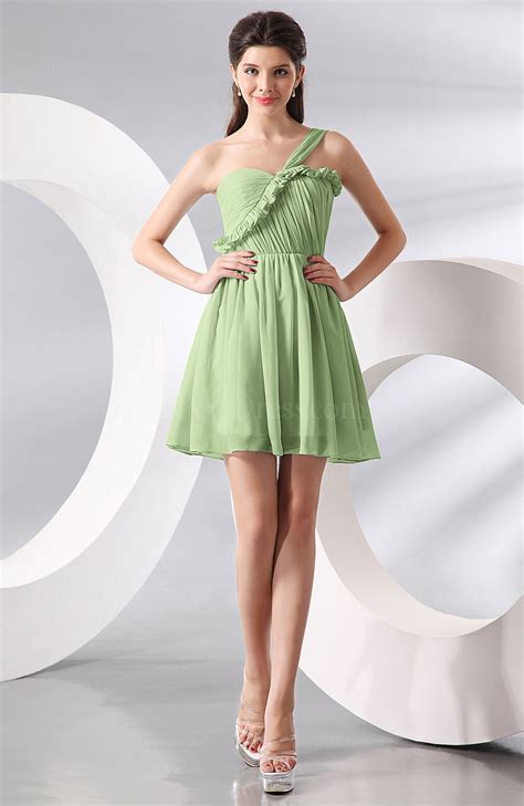 However you may wish to. Sage Green Elegant A-line One Shoulder Chiffon Short ...
