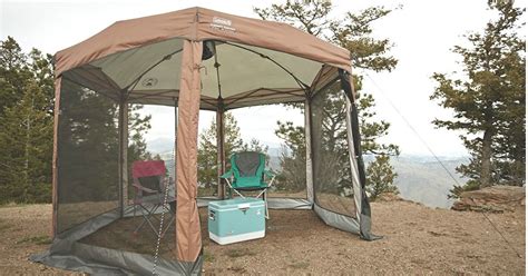 The canopy offers 10'x10′ of shade, with a center height of 9'4″. Coleman 12' x 10' Hex Instant Screened Canopy Just $119 ...