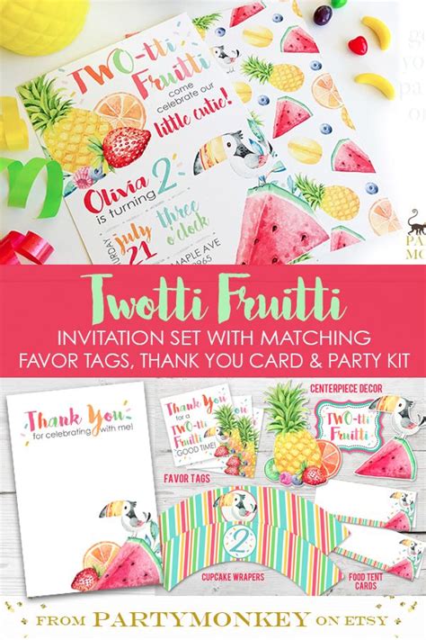Twotti Fruitti Birthday Invitation Set With Printable Tutti Fruitti