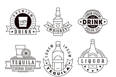 Alcohol Drinks Vector Emblems Badges Logo Set By Microvector