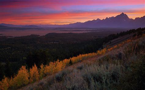 Autumn Sunset Over Jackson Hole At Grand Teton National Park Photograph