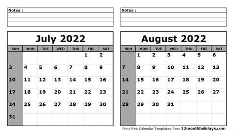 Blank Calendar July And August 2022 April 2022 Calendar