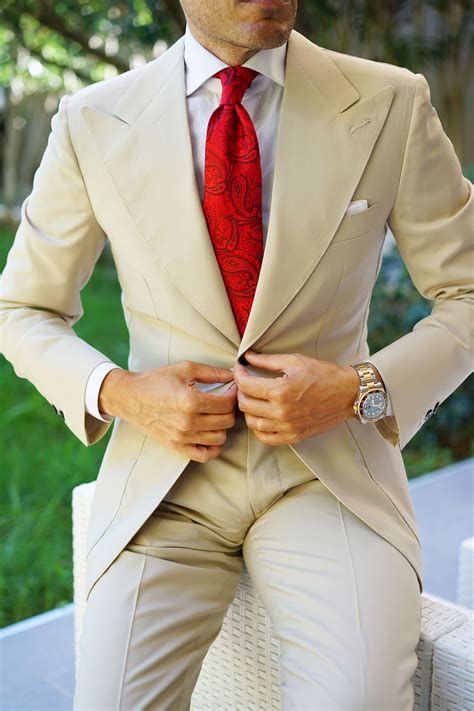 Ivory Suit Beige Suits Suit With Red Tie Indian Wedding Suits Men Italian Style Suit Ralph