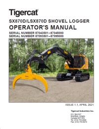 Tigercat Sx D Lsx D Shovel Logger Operator Manual