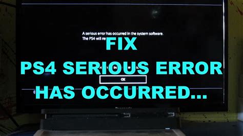 PS4 Serious Error Has Occurred FIX YouTube