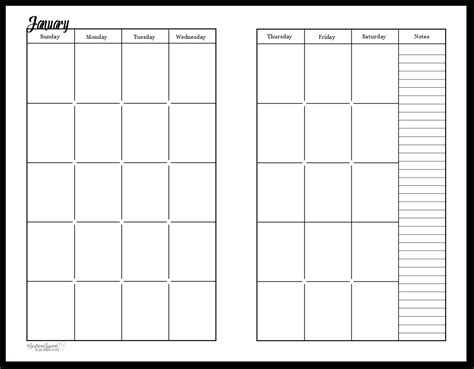 2 Page Monthly Planner Template Calendar Template Printable