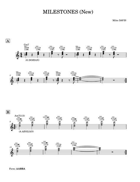 miles davis milestones sheet music notes download printable pdf score