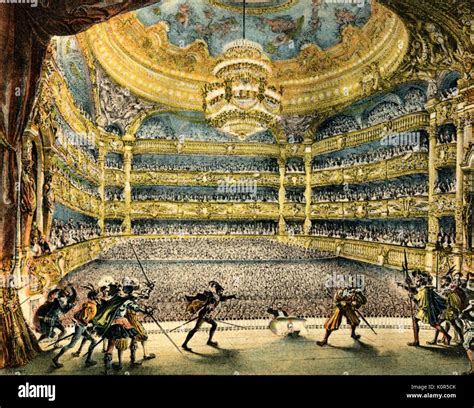 Paris Opera House In The Nineteenth Century With Duelling Scene On