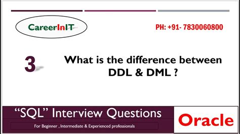 Difference Between Ddl And Dml Oracle Sql Interview Questions 3 Youtube