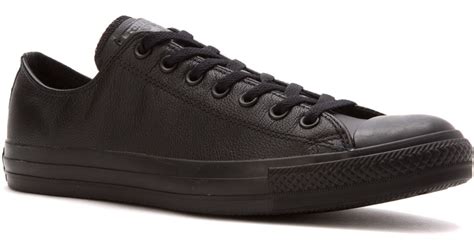 Converse Chuck Taylor Leather Low Top Sneaker In Black Monochrome Black For Men Lyst