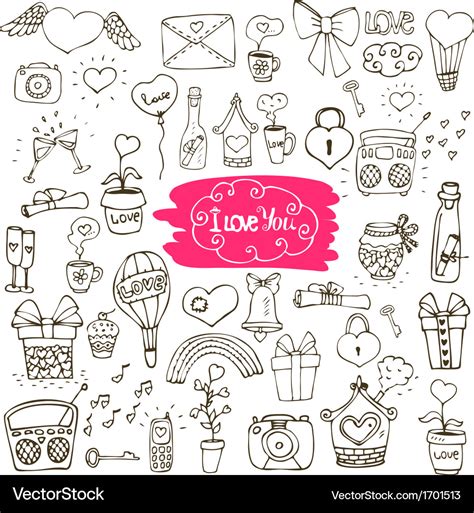 Love Doodle Icons Royalty Free Vector Image Vectorstock