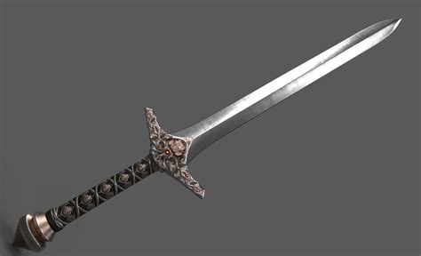3d Asset Elvish Blade Silver One Handed Sword