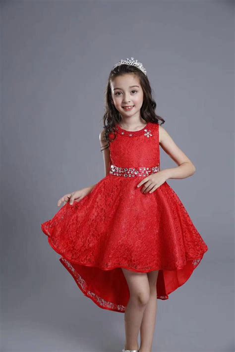 2018 Fashion Kids Party Wear Girl Dress Red Pakistan And Indian Front