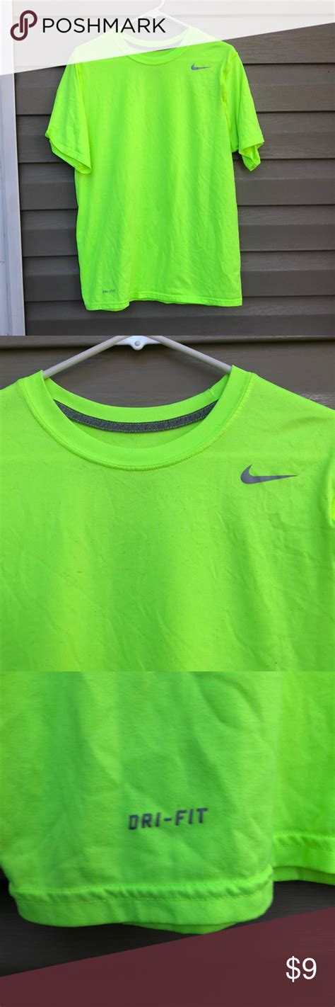 Nike Mens Dri Fit Neon Green Short Sleeve Shirt Neon Green Shorts
