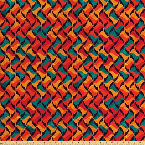 Geometric Fabric By The Yard Abstract Funky Waves Contemporary Style