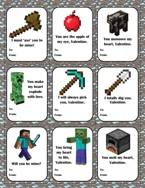 Check spelling or type a new query. Minecraft Printable Valentine's Day Cards