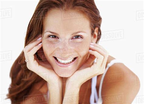 Studio Portrait Of Woman Smiling Stock Photo Dissolve