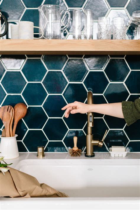 Navy Blue Hexagon Kitchen Backsplash San Francisco By