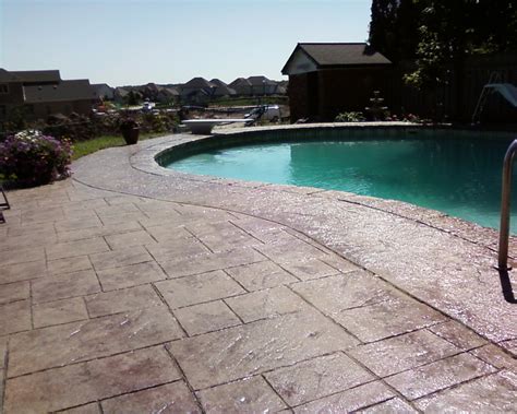 Incredible Stamped Concrete Patterns Around Pools References Heavy Tool