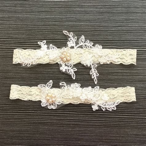 Wedding Garter Rhinestone Embroidery Flower Beading White Sexy Garters