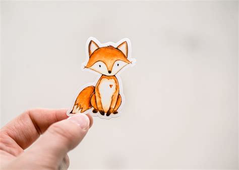 Little Fox Sticker Animal Label Woodland Nursery Sticker Waterproof