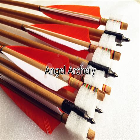 12pcs Handmade Wooden Arrows For Longbow Hunting And Shooting Wood