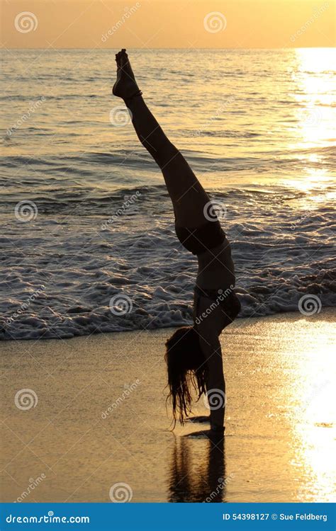 Sunset Handstands Stock Photo Image 54398127