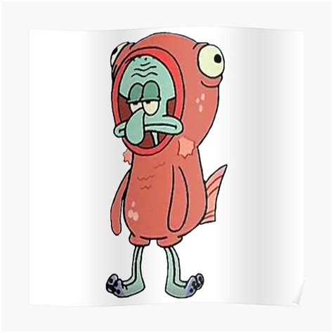 Squidward In A Salmon Suit Poster By Longspicy2 Redbubble