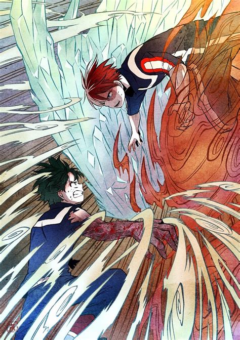 Boku no Hero Academia Midoriya Izuku Todoroki Shouto Produção de arte Anime Imagem de anime