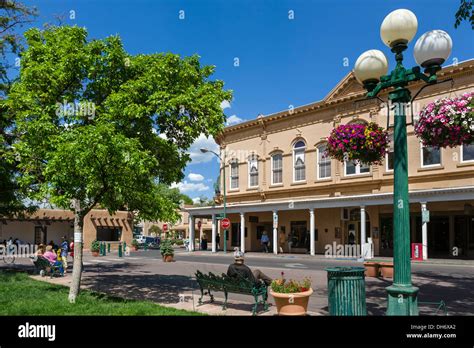 The Historic Santa Fe Plaza In Downtown Santa Fe New Mexico Usa Stock