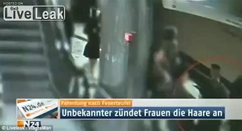 Horrifying Moment Woman Is Set Alight On Subway Platform By Man In Germany Daily Mail Online