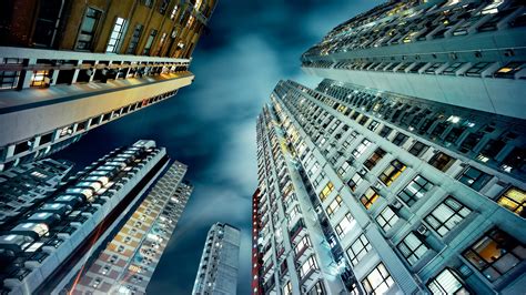 Wallpaper City Cityscape Night Building Reflection Clouds