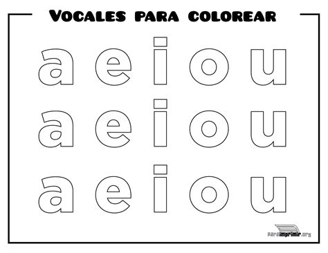 Vocales Para Colorear Y Para Imprimir Vocales Para Colorear Colores