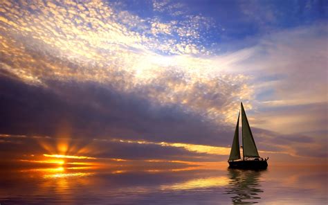 Sailing Ship Boat Sky Sunlight Sea Clouds Wallpapers