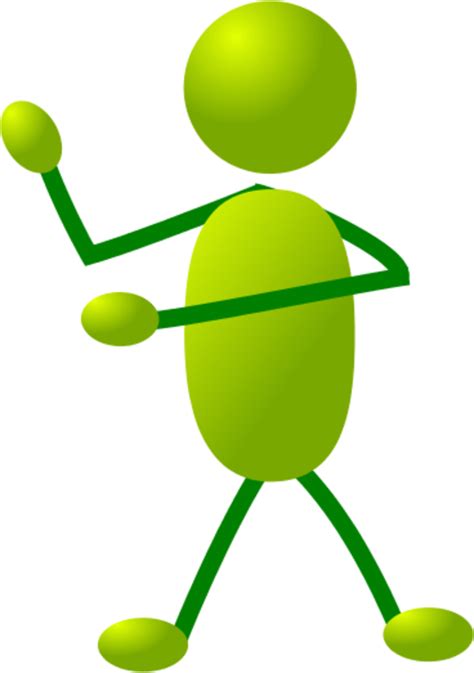 Happy Stick Man Green Stick People Cartoon Clipart Full Size