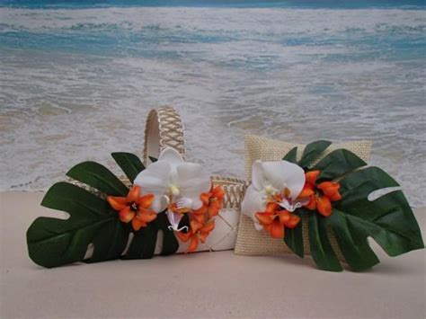 Tropical Beach Basket And Pillow Flower Girl Ring Bearer Orchid Lily