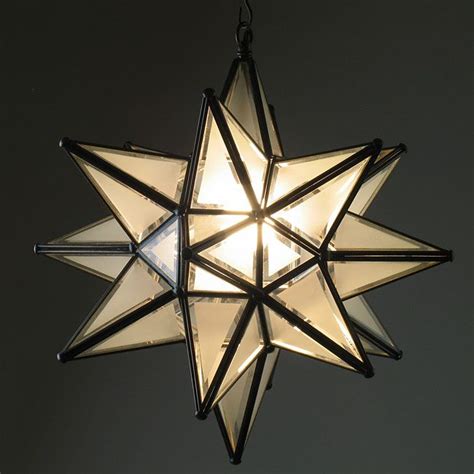 Moravian Glass Star Light Hanging Pendant Partially Frosted 15 Dia