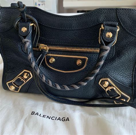 Balenciaga Mini City Metallic Edge Bleu Obscur Handbag Bag Purse Navy
